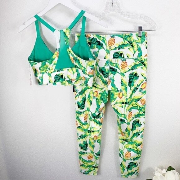 Wildfox Palm Leaf Green Yellow Set Bra Leggings - Picture 6 of 7